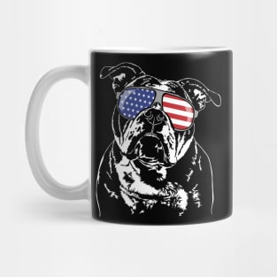 Funny Proud Old English Bulldog American Flag sunglasses dog Mug
